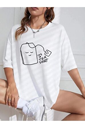 Unisex TEA Baskılı Oversize Tshırt