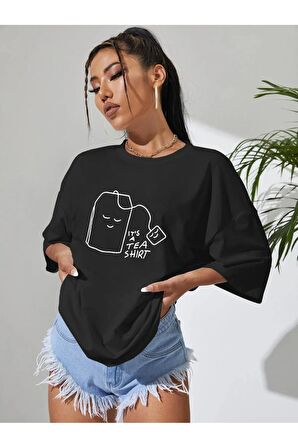 Unisex TEA Baskılı Oversize Tshırt