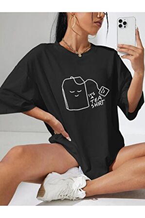 Unisex TEA Baskılı Oversize Tshırt