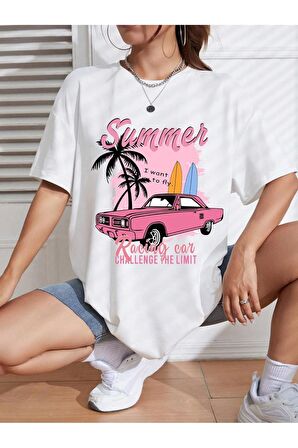 Unisex SUMMER Baskılı Oversize Tshırt
