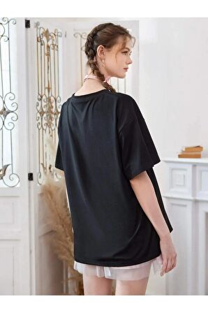 Unisex PEMBE ANİME Baskılı Oversize Tshırt