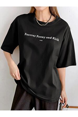 Unisex FOREVER Baskılı Oversize Tshırt