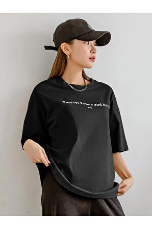 Unisex FOREVER Baskılı Oversize Tshırt
