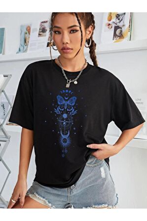 Unisex ÇİZİM KELEBEK Baskılı Oversize Tshırt