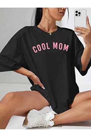 Unisex COOL MOM Baskılı Oversize Tshırt