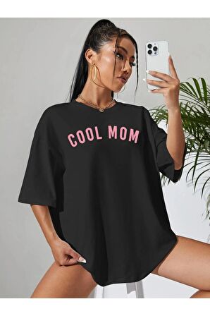 Unisex COOL MOM Baskılı Oversize Tshırt