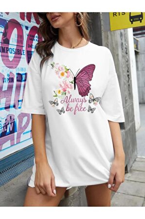 Unisex BEE FREE Baskılı Oversize Tshırt