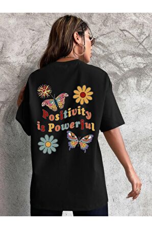 Unisex POSITIVITYY Baskılı Oversize Tshırt