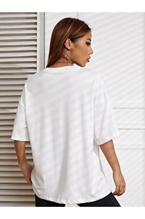 Unisex SEVİMLİ DİNOZOR Baskılı Oversize Tshırt