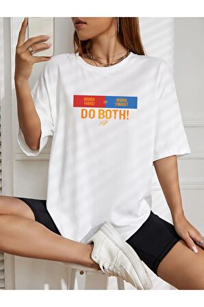 Unisex DO BOTH! Baskılı Oversize Tshırt