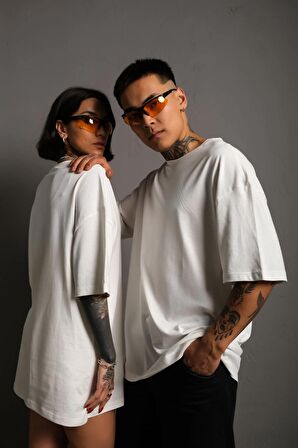 Unisex Oversize Düz Pamuklu T-shirt