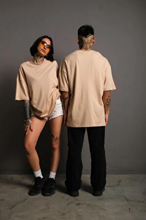 - Unisex Oversize Düz Pamuklu T-shirt