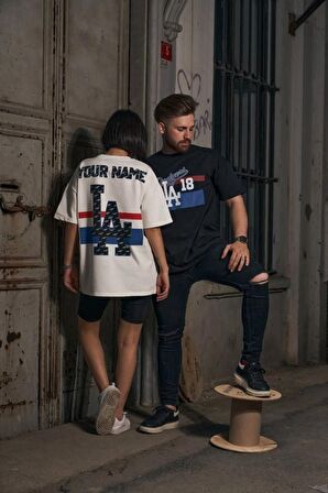 Unisex La Dodgers Baskılı Oversize Tshirt