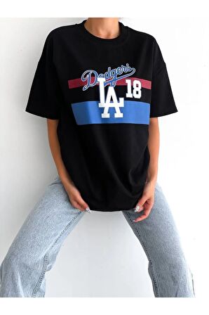 Unisex La Dodgers Baskılı Oversize Tshirt