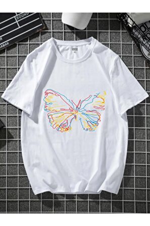 Renkli Kelebek Oversize Tshirt