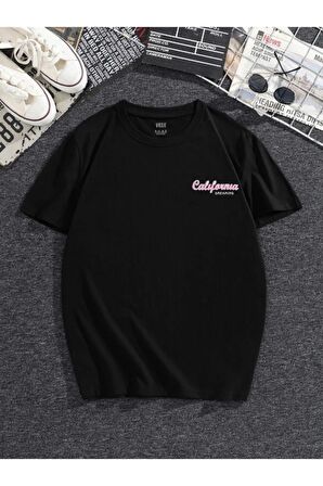 Unisex Pembe California Oversize Tshirt