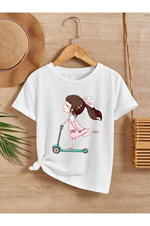 Unisex Rahat Kalıp Pamuklu Baskılı Çocuk T-shirt