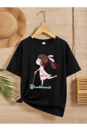 Unisex Rahat Kalıp Pamuklu Baskılı Çocuk T-shirt