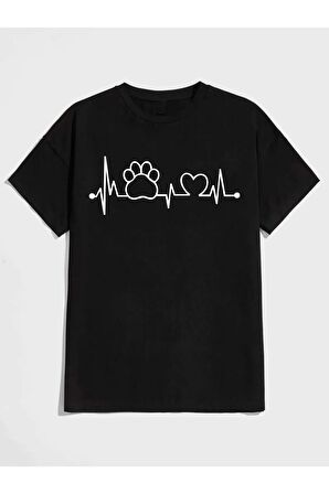 Unisex Rahat Kalıp Pamuklu Baskılı Siyah Çocuk T-shirt