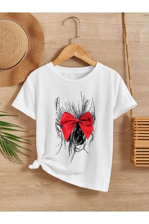 Unisex Rahat Kalıp Pamuklu Baskılı Çocuk T-shirt