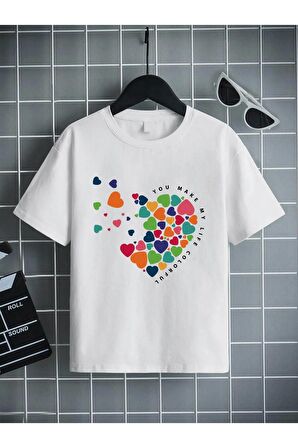 Unisex Rahat Kalıp Pamuklu Baskılı Siyah Çocuk T-shirt
