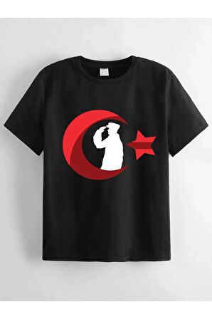 Unisex Rahat Kalıp Pamuklu Baskılı Çocuk T-shirt