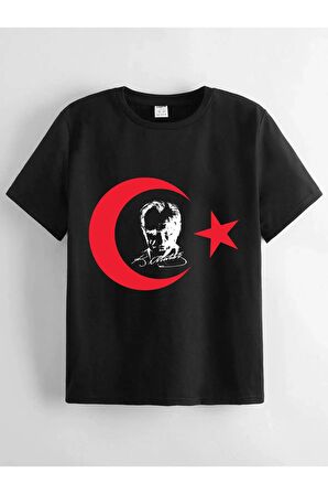 Unisex Rahat Kalıp Pamuklu Baskılı Çocuk T-shirt