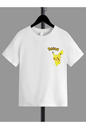 Ünisex Rahat Kalıp Pamuklu Baskılı Beyaz Çocuk T-shirt