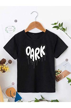 Rahat Kalıp Pamuklu Baskılı Siyah Çocuk T-shirt