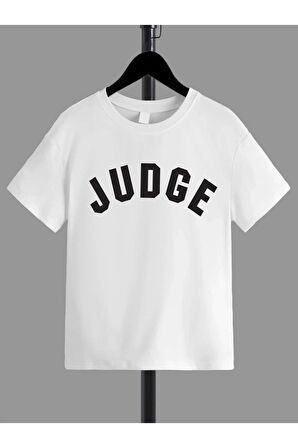 Ünisex Rahat Kalıp Pamuklu Baskılı Beyaz Çocuk T-shirt