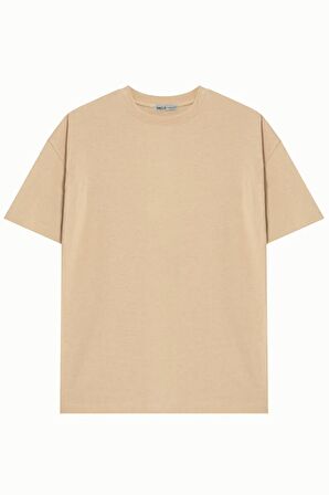 Unisex %100 Pamuk Basic Avrupa Kalıp/Oversize Fit Kesim Bisiklet Yaka Kısa Kollu T-Shirt