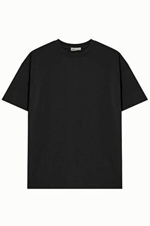 Unisex %100 Pamuk Basic Avrupa Kalıp/Oversize Fit Kesim Bisiklet Yaka Kısa Kollu T-Shirt