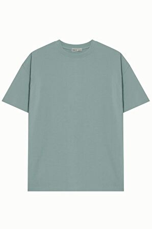 Unisex %100 Pamuk Basic Avrupa Kalıp/Oversize Fit Kesim Bisiklet Yaka Kısa Kollu T-Shirt