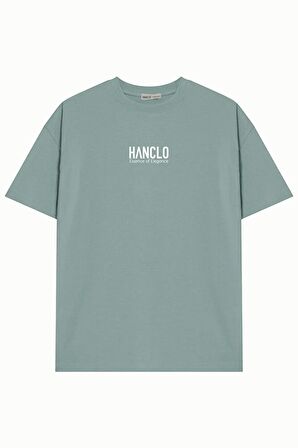 Ünisex HANCLO Baskılı Avrupa Kalıp/Oversize Fit Kesim Bisiklet Yaka Kısa Kollu T-Shirt