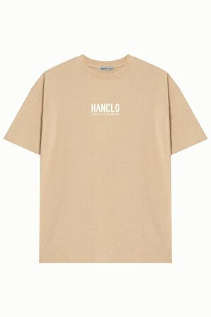 Ünisex HANCLO Baskılı Avrupa Kalıp/Oversize Fit Kesim Bisiklet Yaka Kısa Kollu T-Shirt