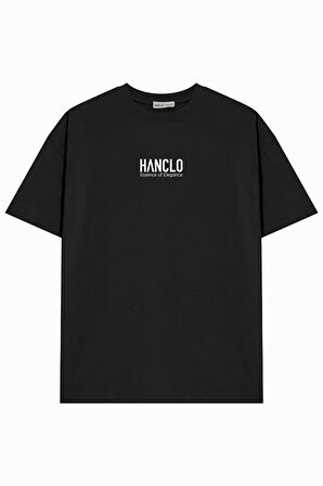 Ünisex HANCLO Baskılı Avrupa Kalıp/Oversize Fit Kesim Bisiklet Yaka Kısa Kollu T-Shirt