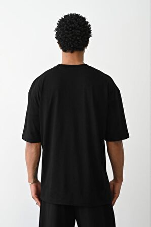 Unisex %100 Pamuk Basic Avrupa Kalıp/Oversize Fit Kesim Bisiklet Yaka Kısa Kollu T-Shirt