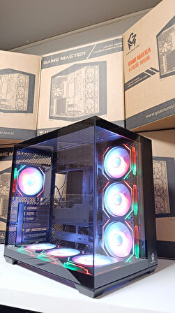 GAME MASTER F7 LİTE 7 FANLI ARGB KUMANDALI KONTROLCÜLÜ GAMİNG PC KASA AKVARYUM KASA