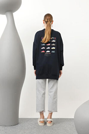 Puane İki İplik Kumaş Ayakkabı Baskılı Tesettür Sweatshirt