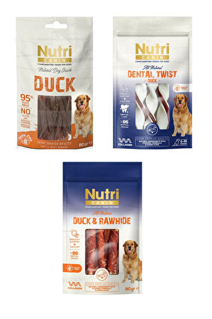 Nutri Canin Fileto + Dental + Rawhide Karma Ördekli Köpek Ödülü 80 Gr. 3 Lü Paket