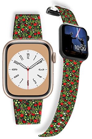 Watch Kordon 42mm 44mm 45mm 49mm Uyumlu Yılbaşı Süsleri Apple Watch Silikon Saat Kayışı