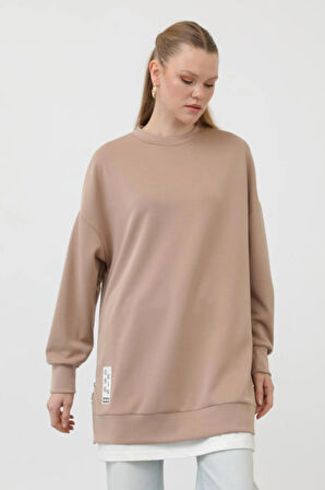 Puane Modal Kumaş Arma ve Fermuar Detaylı Sweatshirt