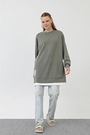 Puane Modal Kumaş Arma ve Fermuar Detaylı Sweatshirt