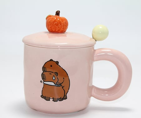 3D Capybara Desenli Porselen Kupa Bardak