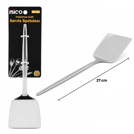 Metal Servis Spatulası - Krom Renk - 27 cm - Paslanmaz Çelik 