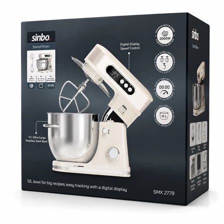 Sinbo Standlı Mikser ve Blender Seti - 12 Litre Hazne - 8 Kademeli Hız Ayarı