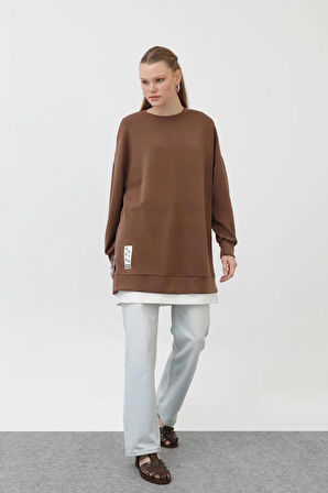 Puane  Modal Kumaş Arma ve Fermuar Detaylı Sweatshirt