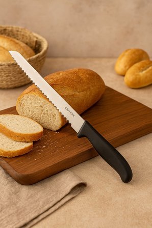 25 cm Dişli Ekmek Bıçağı – Paslanmaz Çelik, Ergonomik Saplı, Profesyonel Kullanım, Uzun Ömürlü