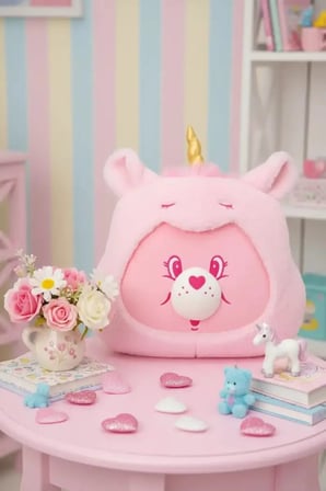 MINISO Care Bears Lisanslı Cheer Peluş Yastık 35 Cm – Kostümlü Baş Şekilli Dekoratif Minder