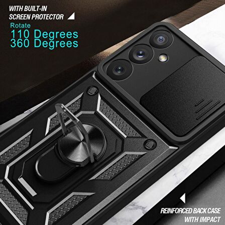 Gpack Samsung Galaxy M34 Kılıf Sert Silikon Tank Aramid Sürgülü Vega Yüzüklü